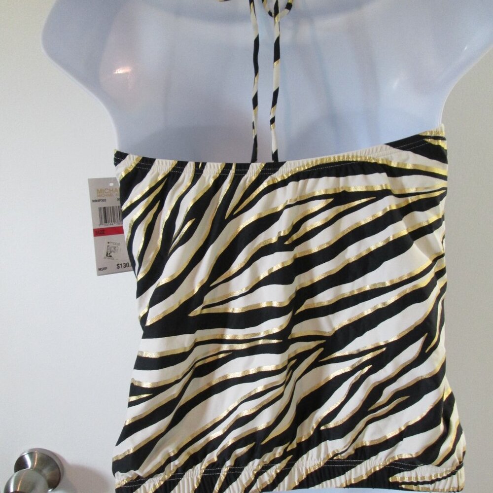 MICHAEL Michael Kors Halter Tankini Top - Shimmer Tiger NWT Sz XS - Picture 6 of 8